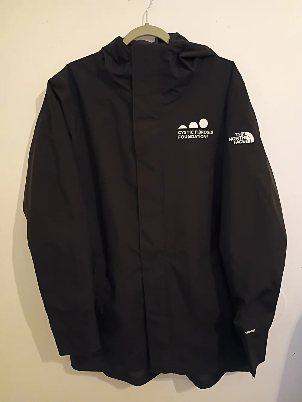 The North Face Black Dry Vent Jacket with Cystic Fibrosis Foundation Logos Sz M